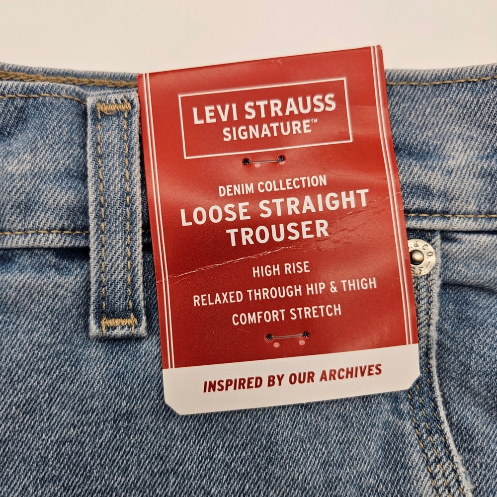 Levi Strauss Signature‎ Loose Straight Trouser High Rise Jeans Blue Size 4 W27 - Picture 3 of 11